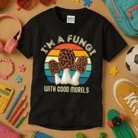 Retro I’M A FUNGI with GOOD MORELS Funny Morel Meme Kids T-Shirt thumb 3