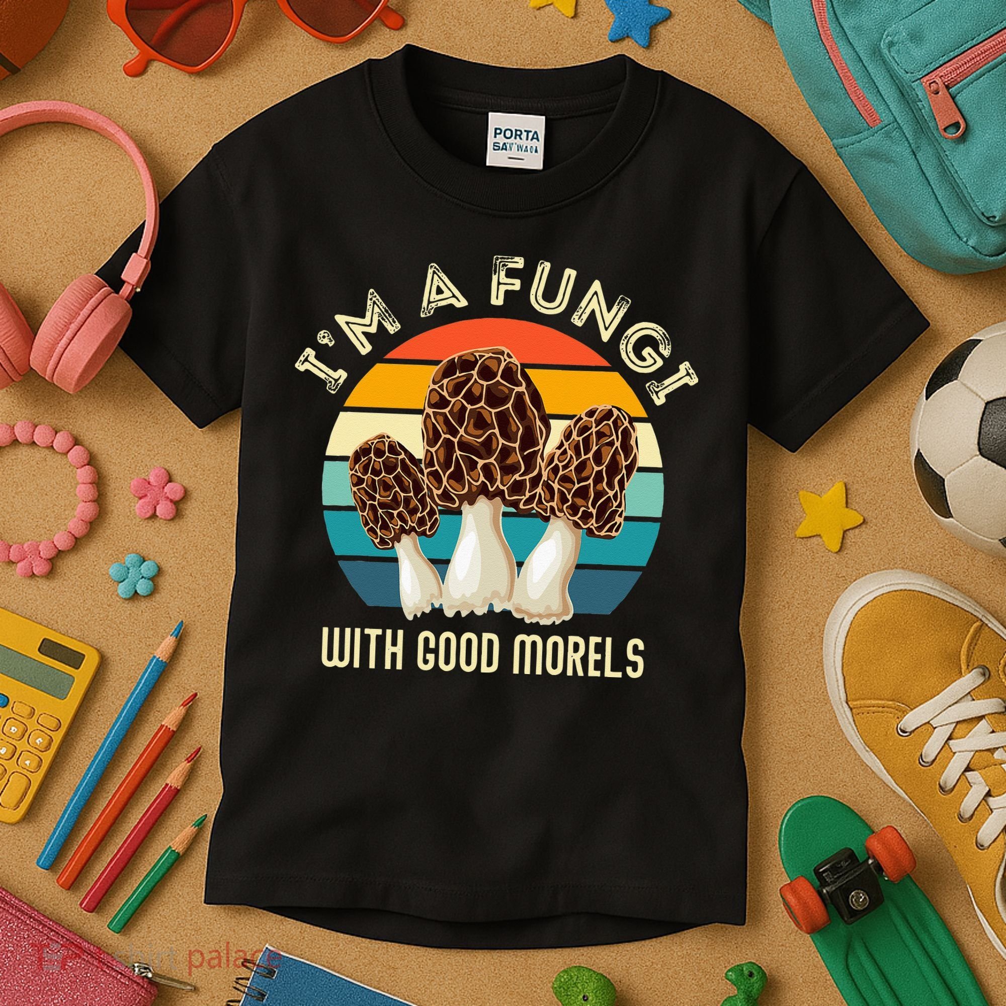Retro I’M A FUNGI with GOOD MORELS Funny Morel Meme Kids T-Shirt