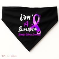 Ribbon Im A Survivor Domestic Violence Awareness USA-Made Doggie Bandana thumb 0