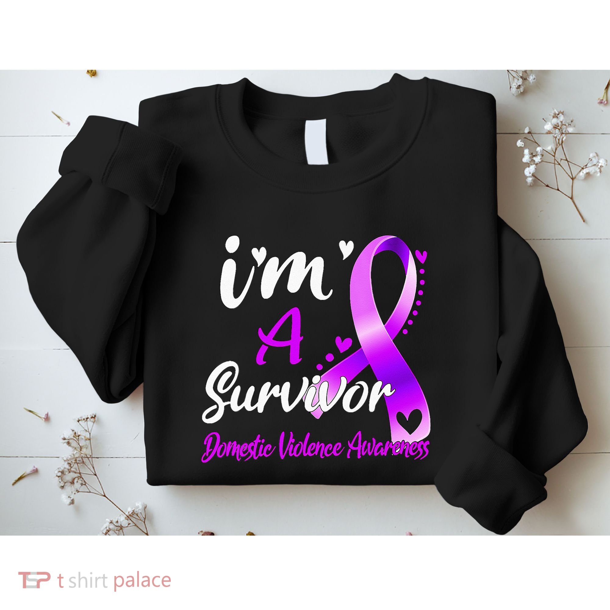 Ribbon Im A Survivor Domestic Violence Awareness Sweatshirt