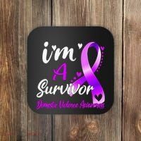 Ribbon Im A Survivor Domestic Violence Awareness Coaster thumb 0