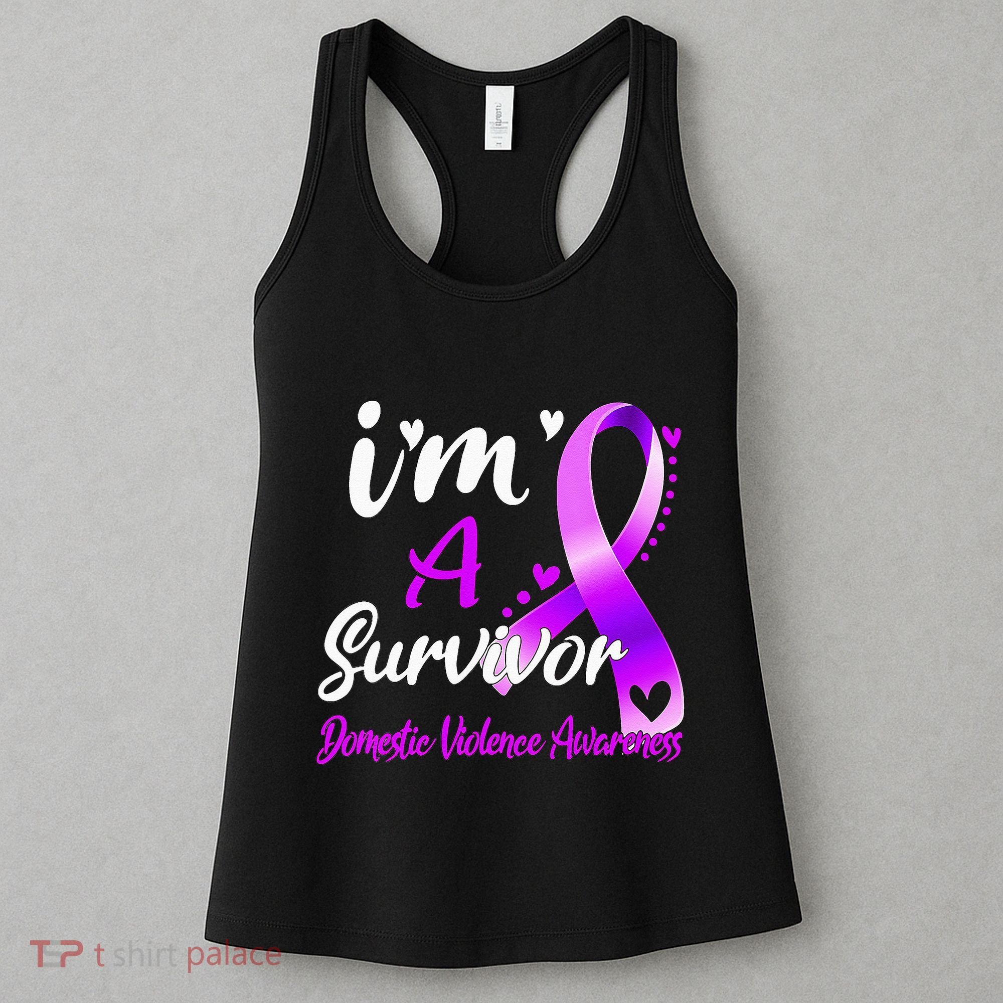 Ribbon Im A Survivor Domestic Violence Awareness Women's Tank Top