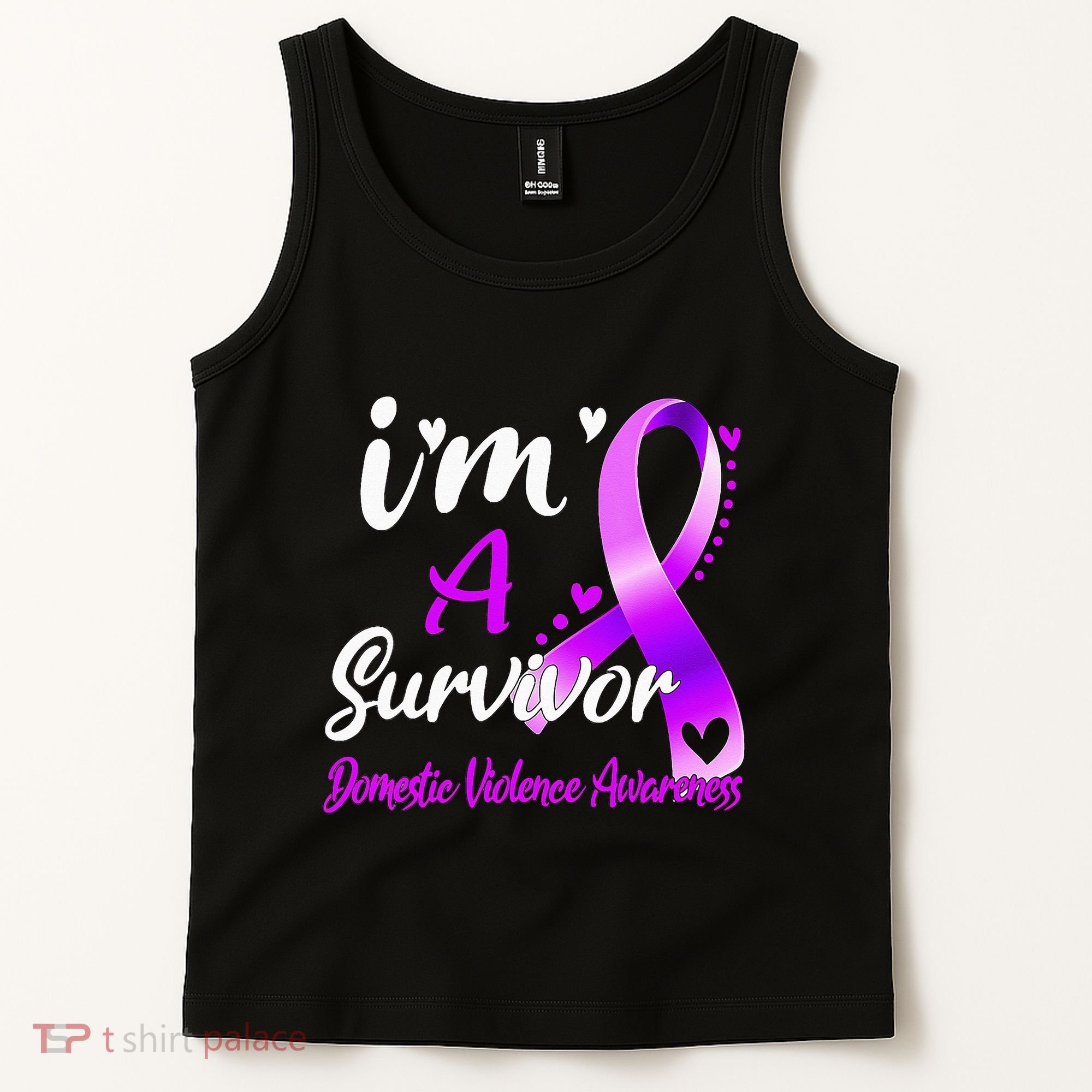 Ribbon Im A Survivor Domestic Violence Awareness Tank Top