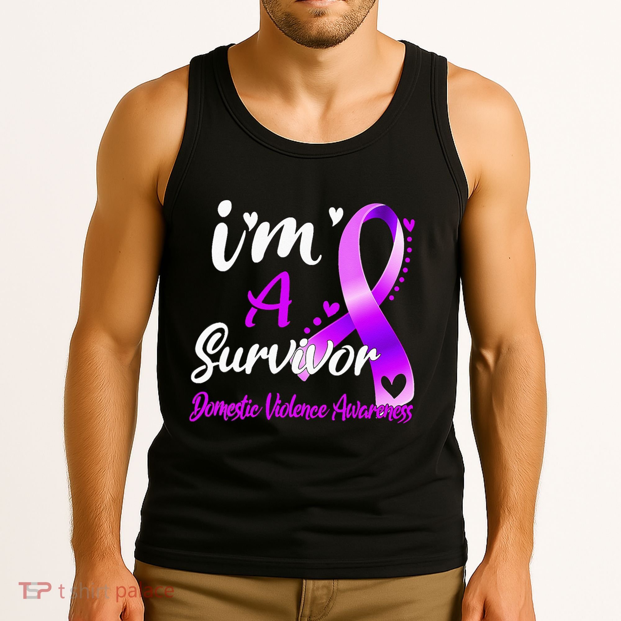 Ribbon Im A Survivor Domestic Violence Awareness Tank Top