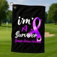 Ribbon Im A Survivor Domestic Violence Awareness Golf Towel thumb 1