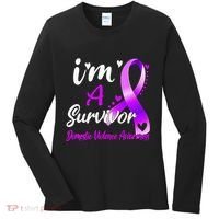 Ribbon Im A Survivor Domestic Violence Awareness Women's Long Sleeve Shirt thumb 0