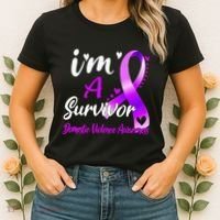 Ribbon Im A Survivor Domestic Violence Awareness Women's T-Shirt thumb 2