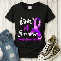 Ribbon Im A Survivor Domestic Violence Awareness Women's T-Shirt thumb 3