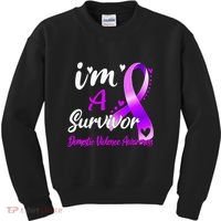 Ribbon Im A Survivor Domestic Violence Awareness Kids Sweatshirt thumb 0