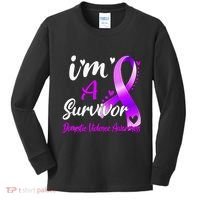 Ribbon Im A Survivor Domestic Violence Awareness Kids Long Sleeve Shirt thumb 0