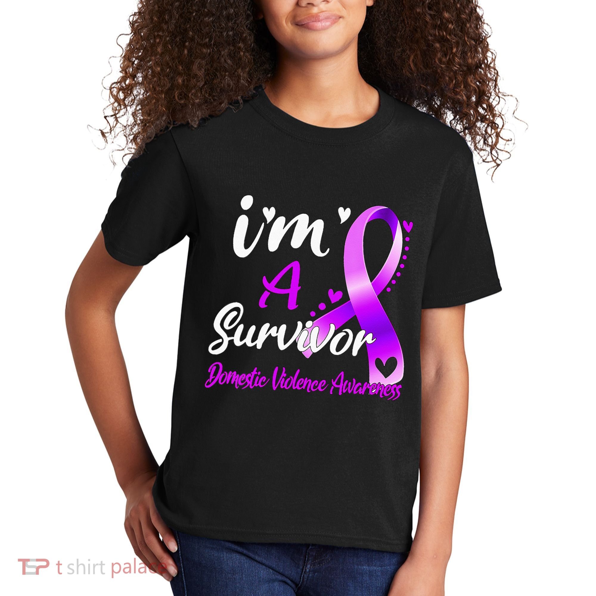 Ribbon Im A Survivor Domestic Violence Awareness Kids T-Shirt