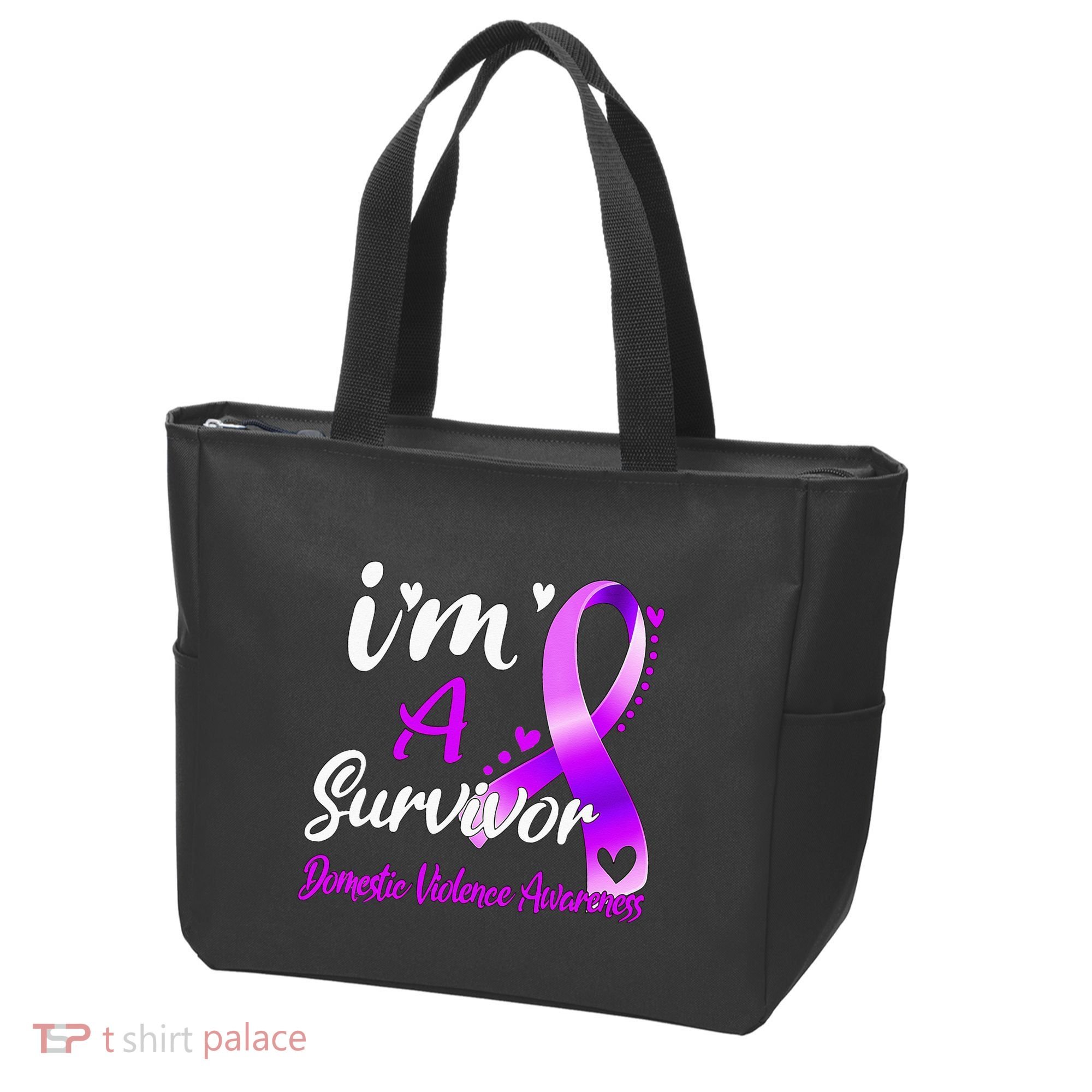 Ribbon Im A Survivor Domestic Violence Awareness Tote Bag
