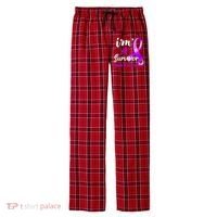 Ribbon Im A Survivor Domestic Violence Awareness Men's Flannel Plaid Pajama Pants thumb 0