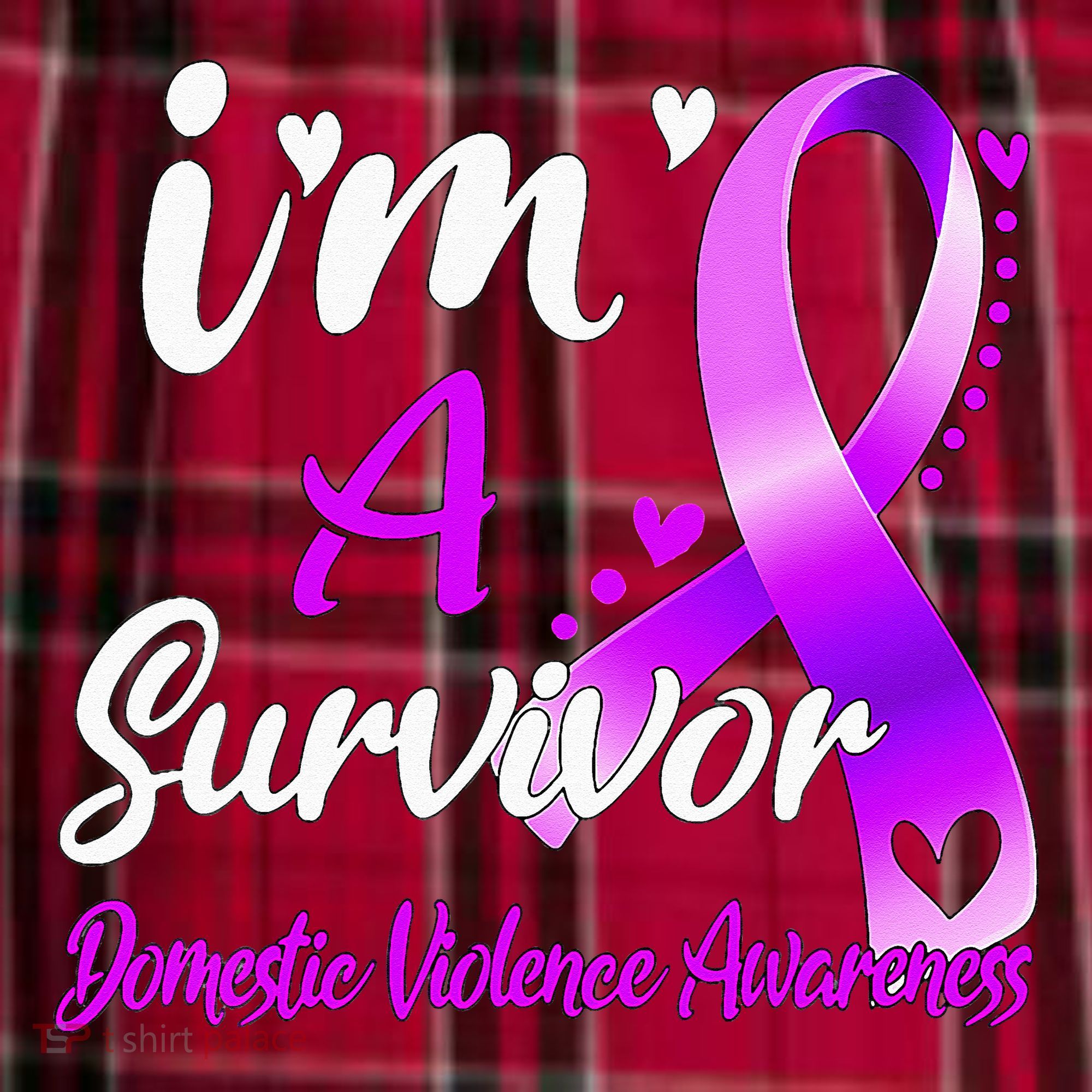 Ribbon Im A Survivor Domestic Violence Awareness Men's Flannel Plaid Pajama Pants
