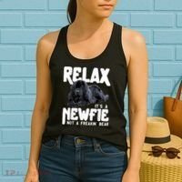 Relax ItS A Newfie Not A Freakin Bear Newfoundland Dog Women's Tank Top thumb 2