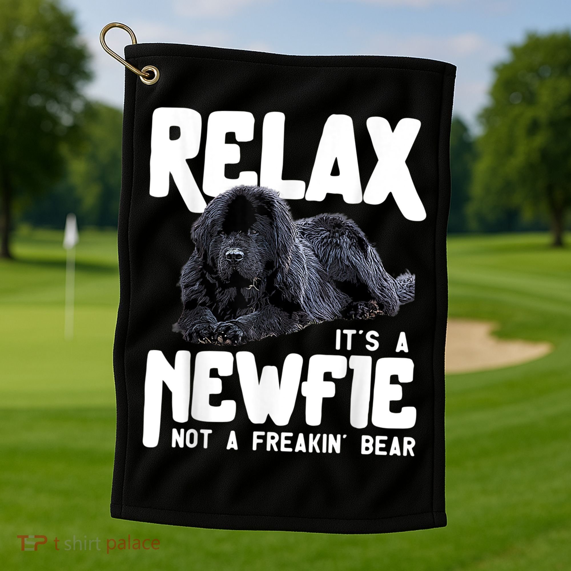 Relax ItS A Newfie Not A Freakin Bear Newfoundland Dog Golf Towel
