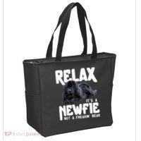 Relax ItS A Newfie Not A Freakin Bear Newfoundland Dog Tote Bag thumb 2
