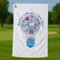 Reading Is Always A Good Idea Lightbulb Golf Towel thumb 1
