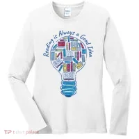 Reading Is Always A Good Idea Lightbulb Women's Long Sleeve Shirt thumb 0