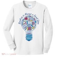 Reading Is Always A Good Idea Lightbulb Kids Long Sleeve Shirt thumb 0