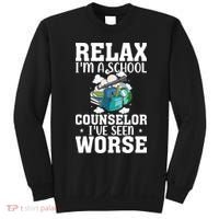 Relax Im A School Counselor Ive Seen Worse Counseling Sweatshirt thumb 0
