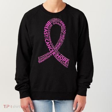 Ribbon Breast Cancer Word Print Women's Sweatshirt