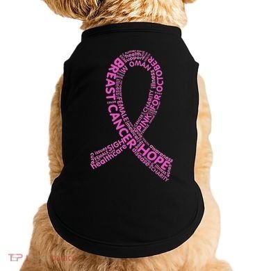Ribbon Breast Cancer Word Print Doggie Tank