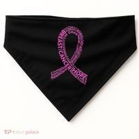 Ribbon Breast Cancer Word Print USA-Made Doggie Bandana thumb 0