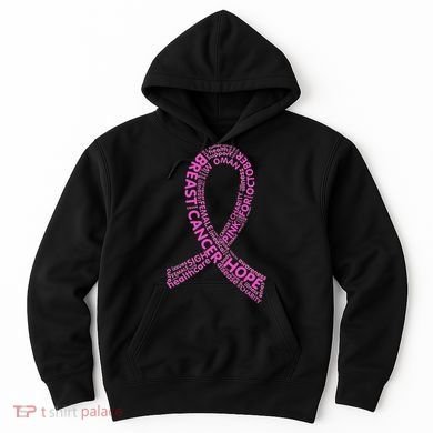 Ribbon Breast Cancer Word Print Hoodie
