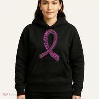 Ribbon Breast Cancer Word Print Hoodie thumb 5