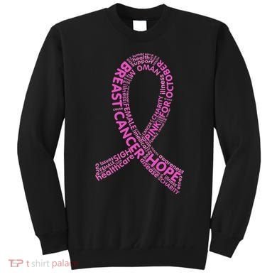 Ribbon Breast Cancer Word Print Sweatshirt