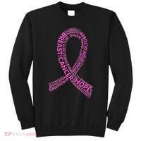 Ribbon Breast Cancer Word Print Sweatshirt thumb 0