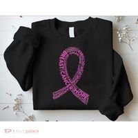 Ribbon Breast Cancer Word Print Sweatshirt thumb 2