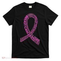 Ribbon Breast Cancer Word Print T-Shirt thumb 0