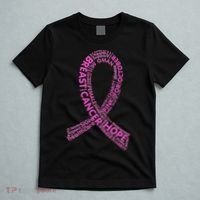 Ribbon Breast Cancer Word Print T-Shirt thumb 5