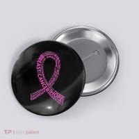 Ribbon Breast Cancer Word Print Button thumb 0