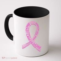 Ribbon Breast Cancer Word Print Coffee Mug thumb 0