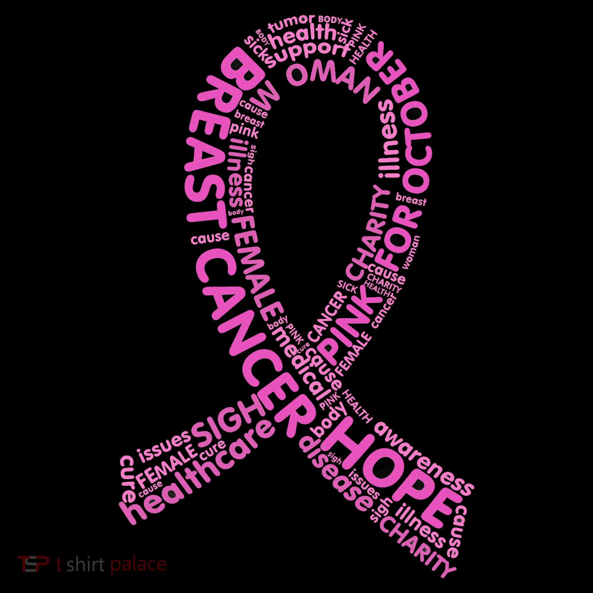 Ribbon Breast Cancer Word Print Coffee Mug
