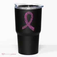 Ribbon Breast Cancer Word Print Tumbler thumb 0