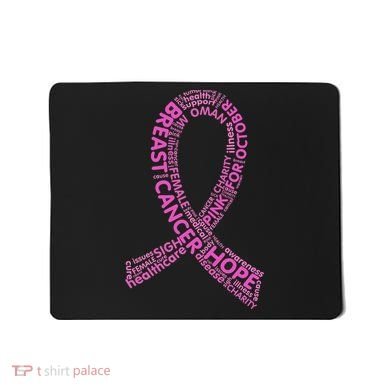 Ribbon Breast Cancer Word Print Mousepad
