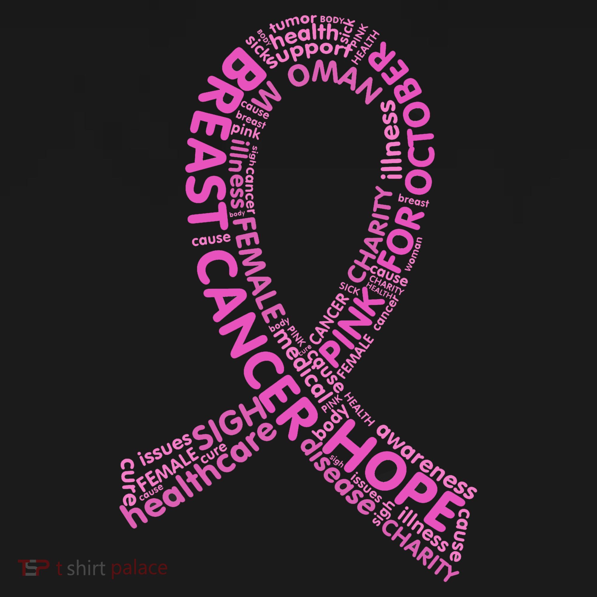 Ribbon Breast Cancer Word Print Ornament