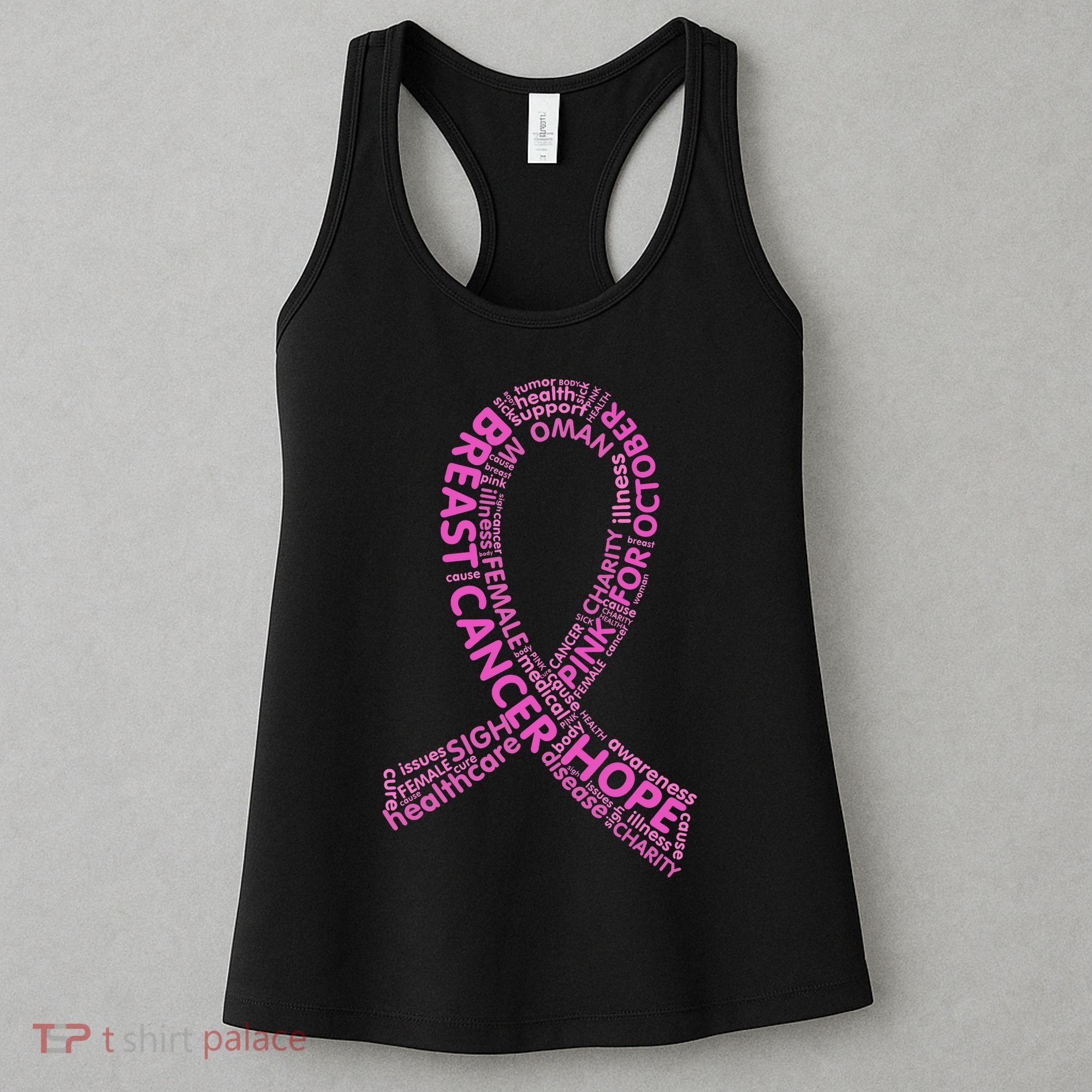 Ribbon Breast Cancer Word Print Women's Tank Top