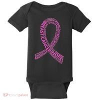 Ribbon Breast Cancer Word Print Baby Bodysuit thumb 0
