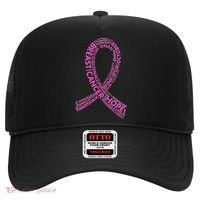 Ribbon Breast Cancer Word Print Hat thumb 0