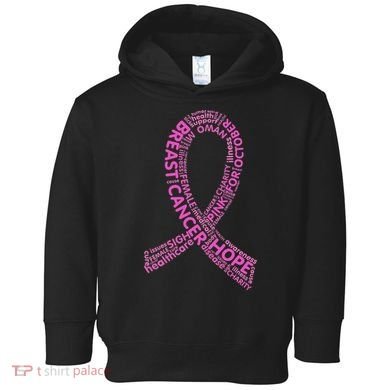 Ribbon Breast Cancer Word Print Toddler Hoodie