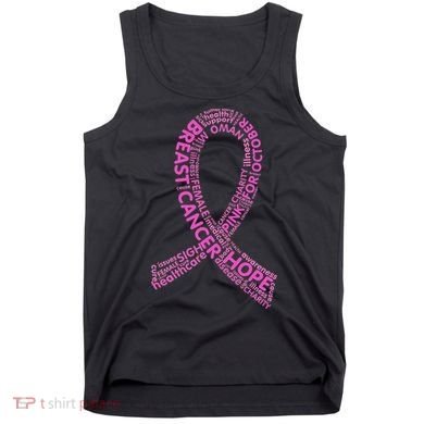 Ribbon Breast Cancer Word Print Tank Top