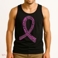 Ribbon Breast Cancer Word Print Tank Top thumb 3