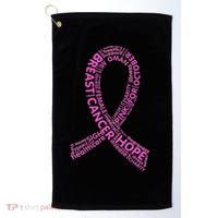 Ribbon Breast Cancer Word Print Golf Towel thumb 0