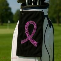 Ribbon Breast Cancer Word Print Golf Towel thumb 2