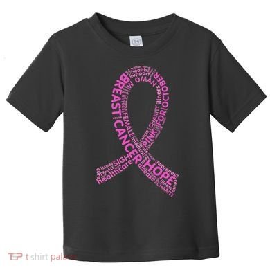 Ribbon Breast Cancer Word Print Toddler T-Shirt